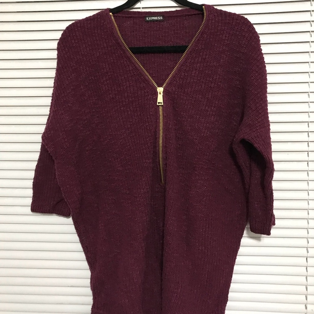 Zipper-front express sweater